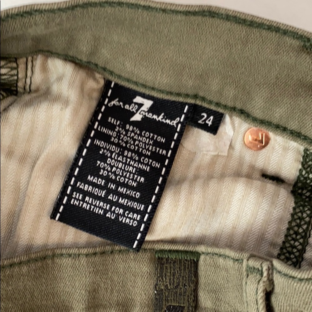 7 For All Mankind Olive Shorts - Picture 3 of 4